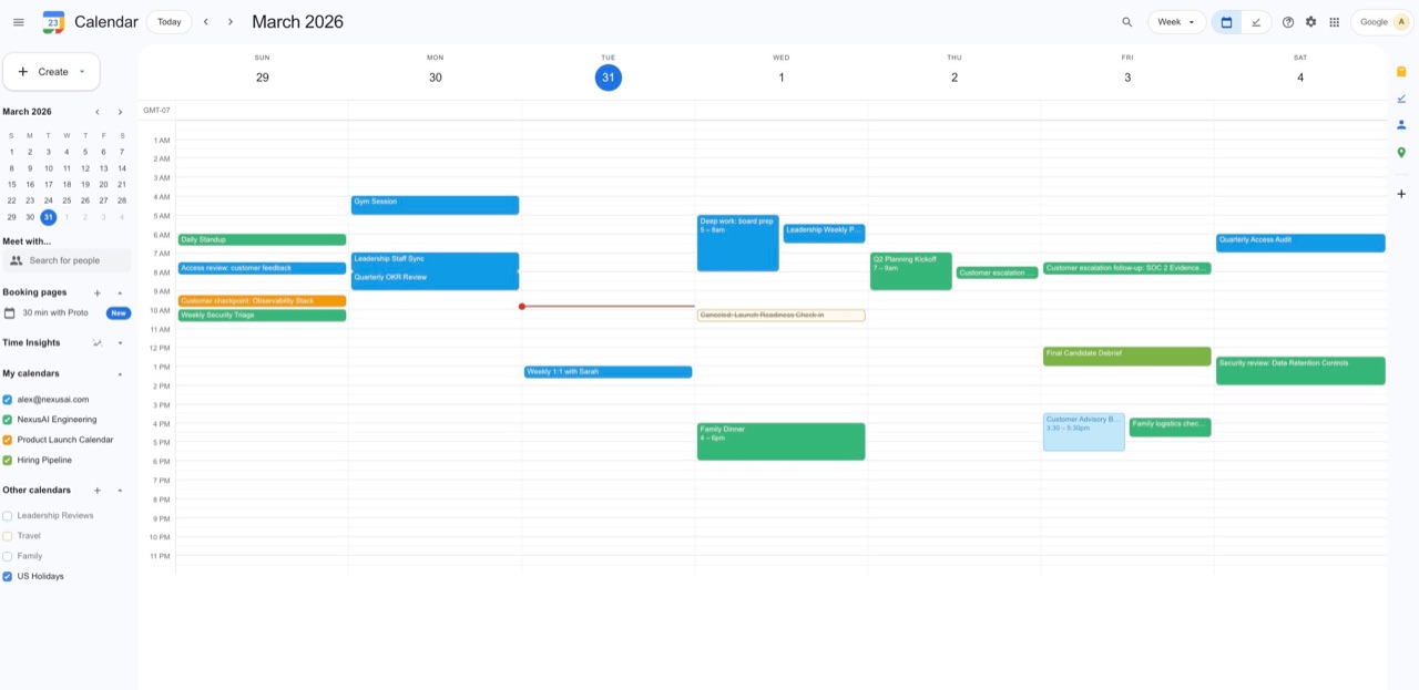 claw-gcal mock interface