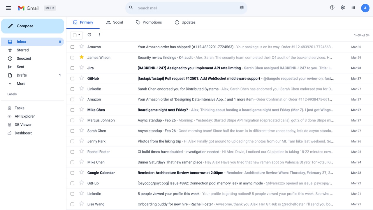 claw-gmail mock interface